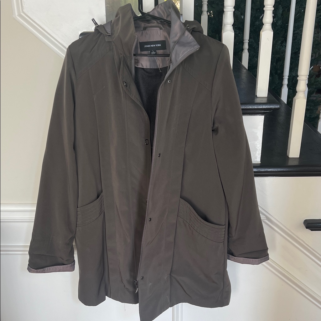 Jones New York Dark Brown Hooded Trench